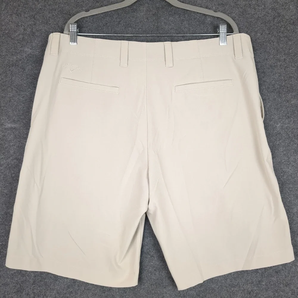 Callaway Mens Golf‎ Shorts Flat Front Beige Size 38 Polyester Elastane